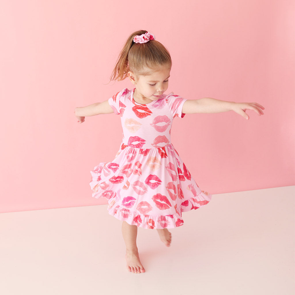 Isabela Short Sleeve Ruffled Twirl Dress