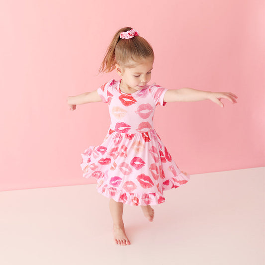 Isabela Short Sleeve Ruffled Twirl Dress