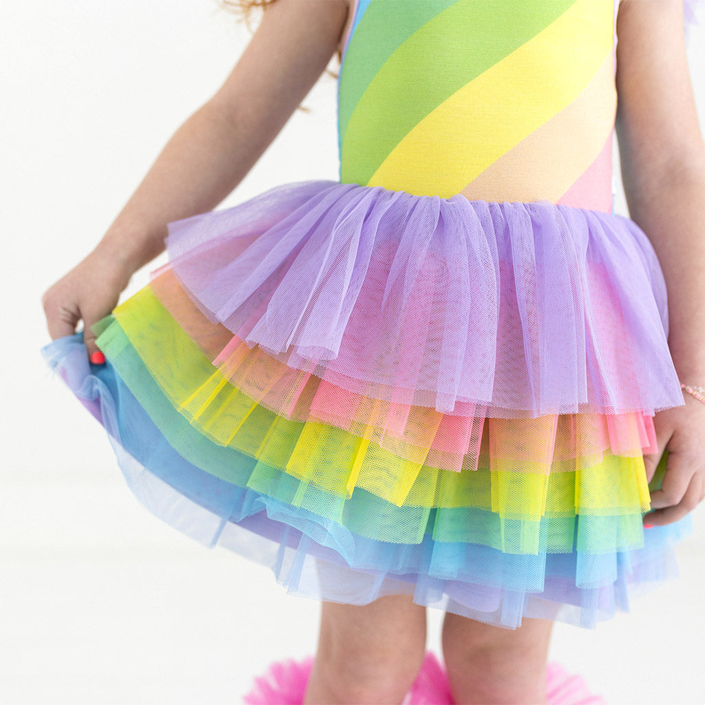 Rainbow Stripe Tulle Smocked Dress