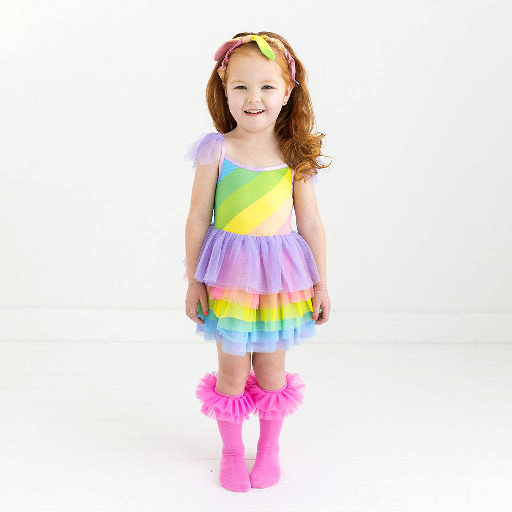 Rainbow Stripe Tulle Smocked Dress