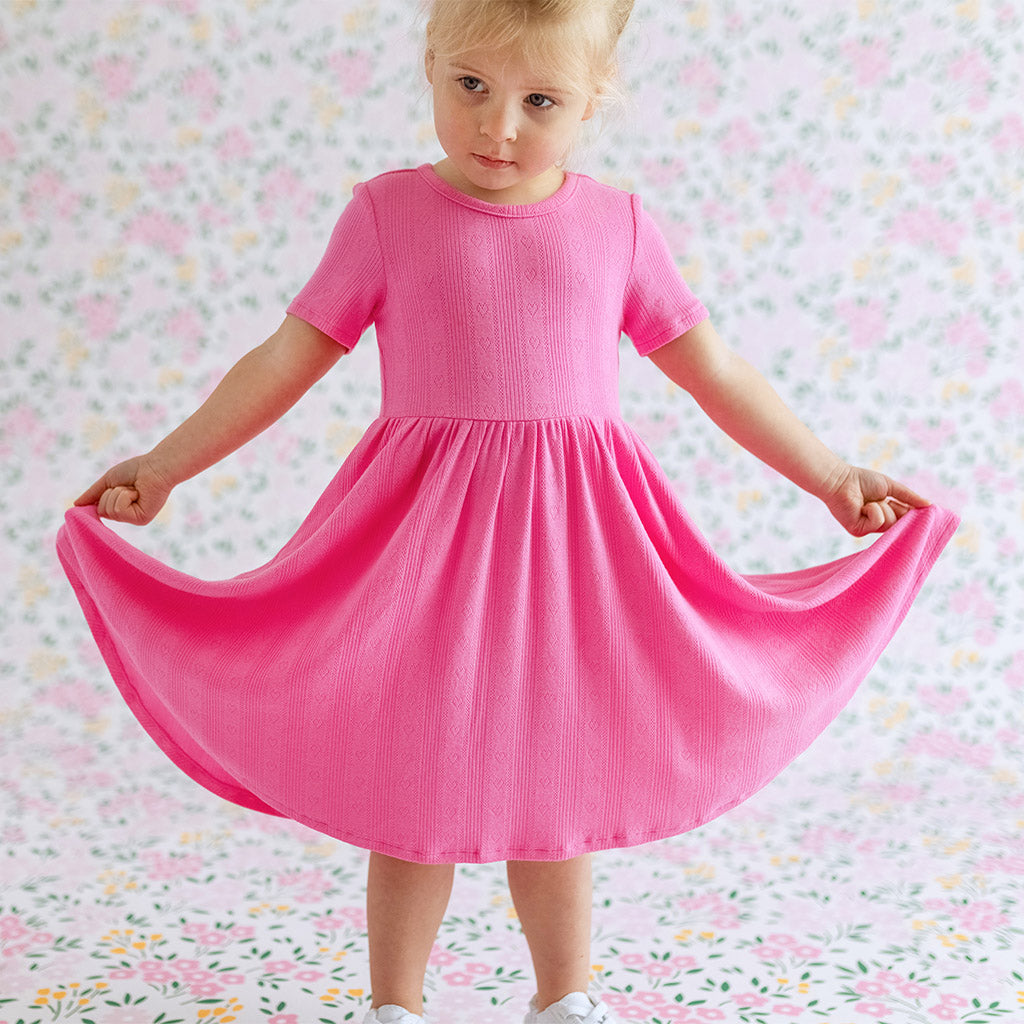 Cruisin' Pink Pointelle Twirl Dress