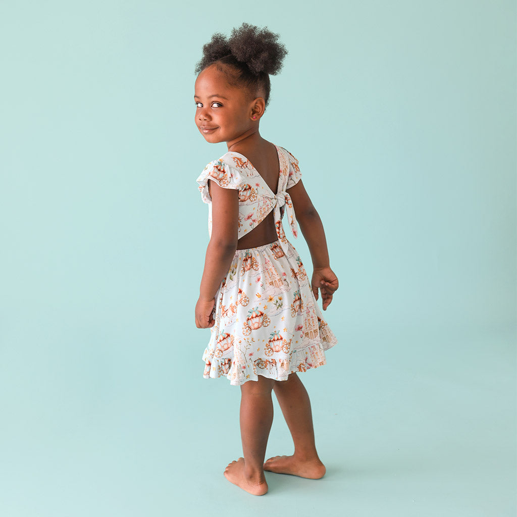 Catherine Tie Back Ruffled Twirl Dress