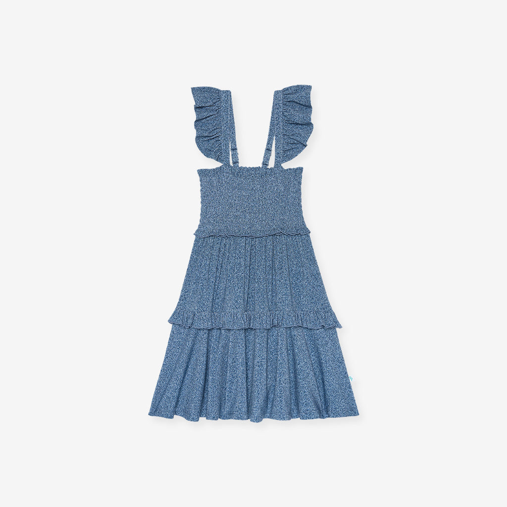Indigo Denim Smocked Babydoll Dress