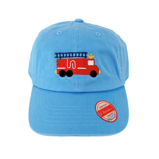 Kids Embroidered Baseball Hat | Fire Truck | Sky Blue