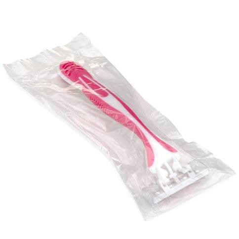 Triple Blade Swivel Pivot Razor, Pink & White, 24 ct