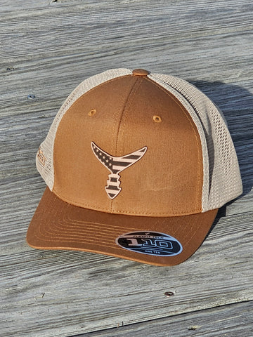 CHASING TAIL SNAP BACK HAT CARAMEL/TAN AMERICAN LEATHER