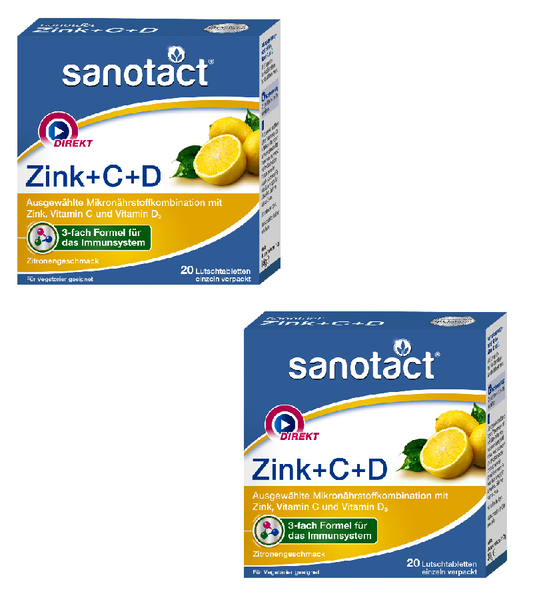 2xPack Sanotact Zinc + C + D Lozenges - 40 pieces