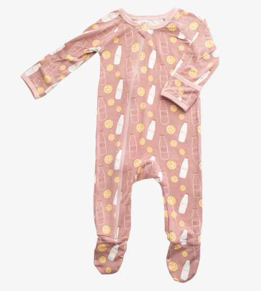 Milk n' Cookies Baby Footie- Pink or Blue