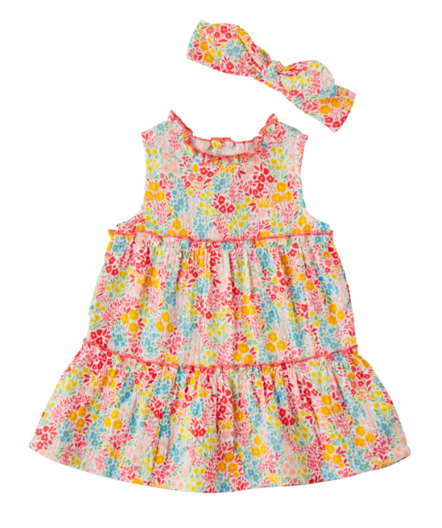 RAINBOW FLORAL TODDLER DRESS SET