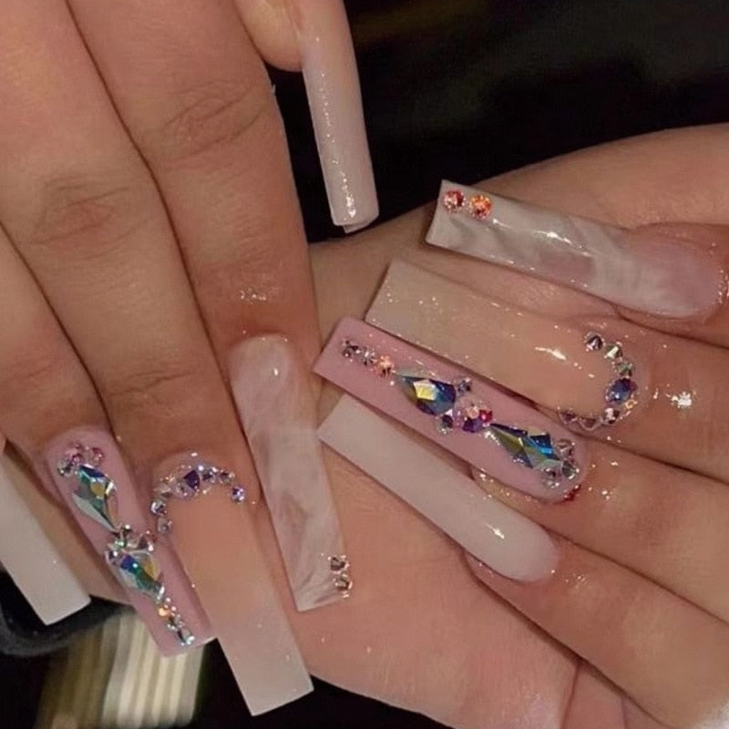 24pcs Long Coffin False Nails