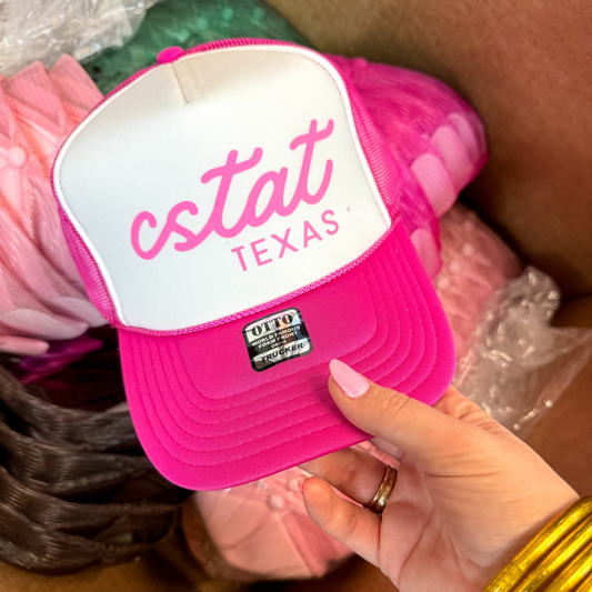CSTAT Texas Foam Trucker Hat in Hot Pink and White