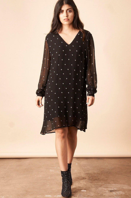Baby Cacti Shift Dress - Black + Cream