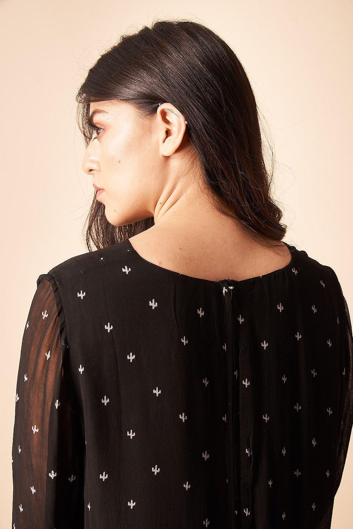 Baby Cacti Shift Dress - Black + Cream