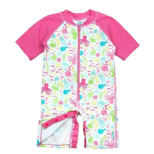 Baby Girls One-Piece Swim Sunsuit White Sea Pals