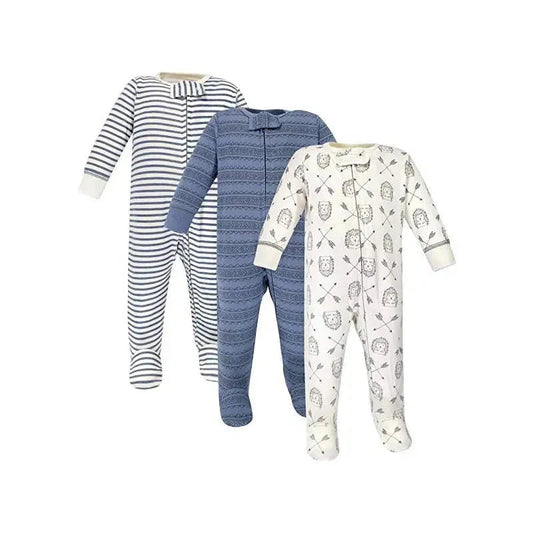 Baby Vision - 3Pk Baby Boy Cotton Zipper Sleep and Play, Hedgehog
