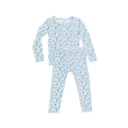 Bellabu Bear - Blue Baby Two-Piece Milk & Cookies Pajama Set