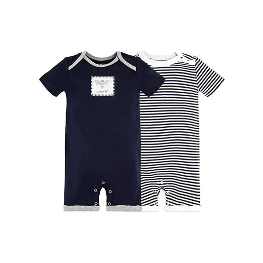 Burts Bees - 2Pk Baby Boy Honey Bee Shortalls, Midnight