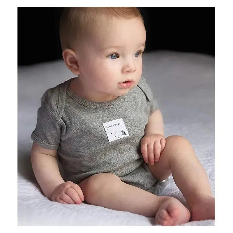 Burt's Bees 5-Pack Short Sleeve Bodysuits, Heather Grey