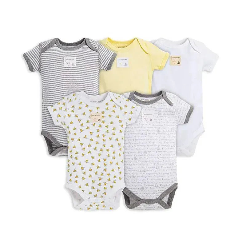Burt's Bees 5-Pack Short Sleeve Bodysuits, Sunshine Prints