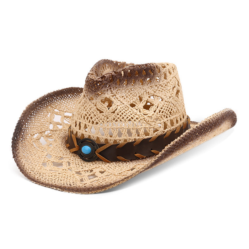 Hollow Out mens Western straw Cowboy Hat