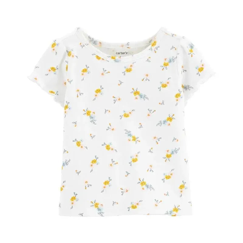 Carters - Baby Girl 2Pk Floral Tee & Shortall Set, Yellow/White