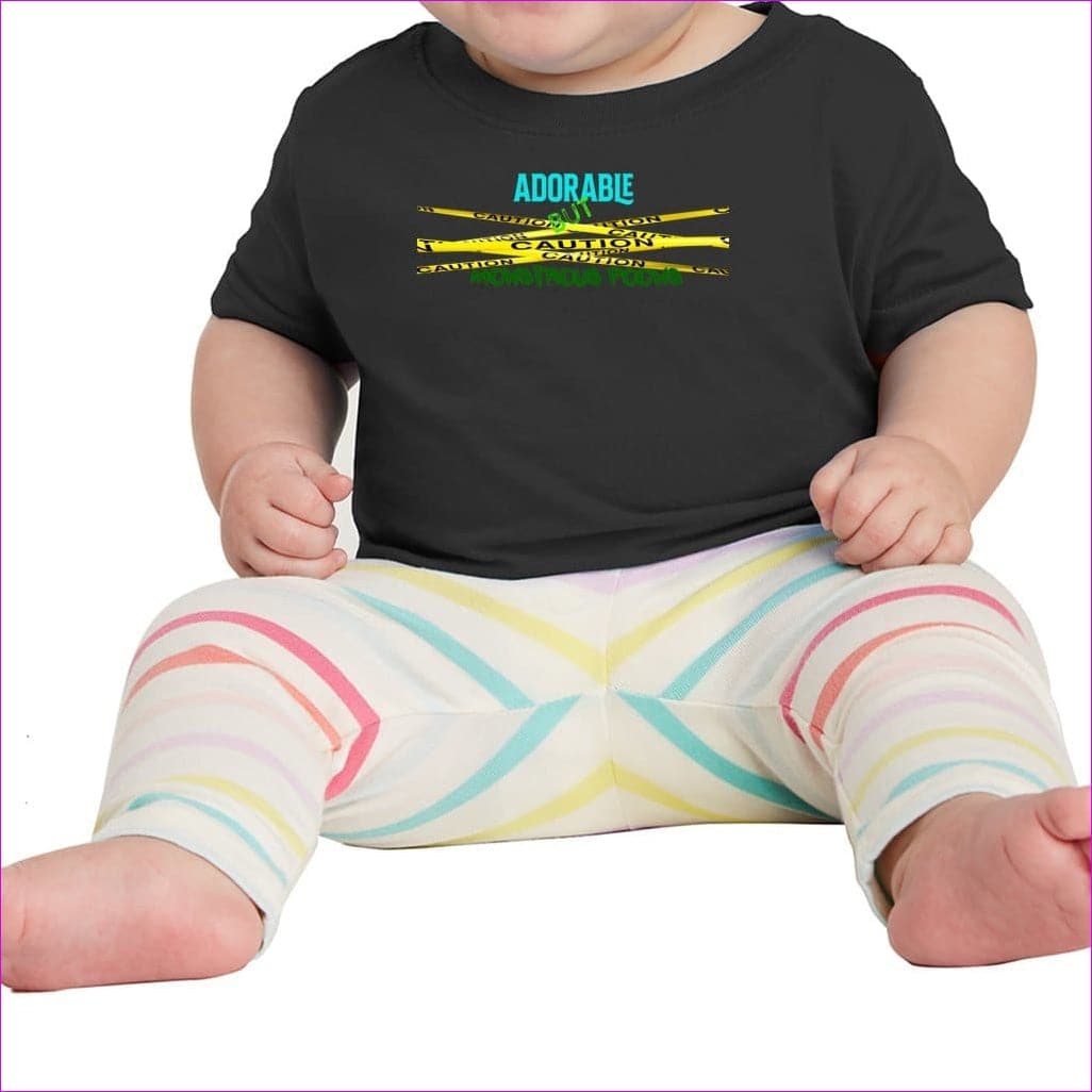 6M Black - Caution Infant Fine Jersey Tee - Baby & Toddler Tops at TFC&H Co.