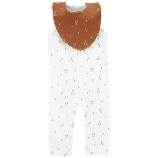 Carters - Baby Girl 2Pk Jumpsuit & Bandana Bib Set, White