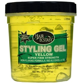 HAIR ECSTASY STYLING GEL 16OZ YELLOW SUPER FIRM STRENGTH