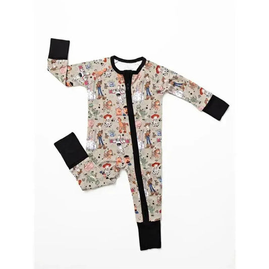 Ellie Sue - Baby Round Up Gang Bamboo Zipper Romper