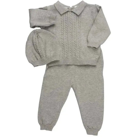 Feltman Brothers - Take Me Home Cable Knit Two Piece With Hat, Grey