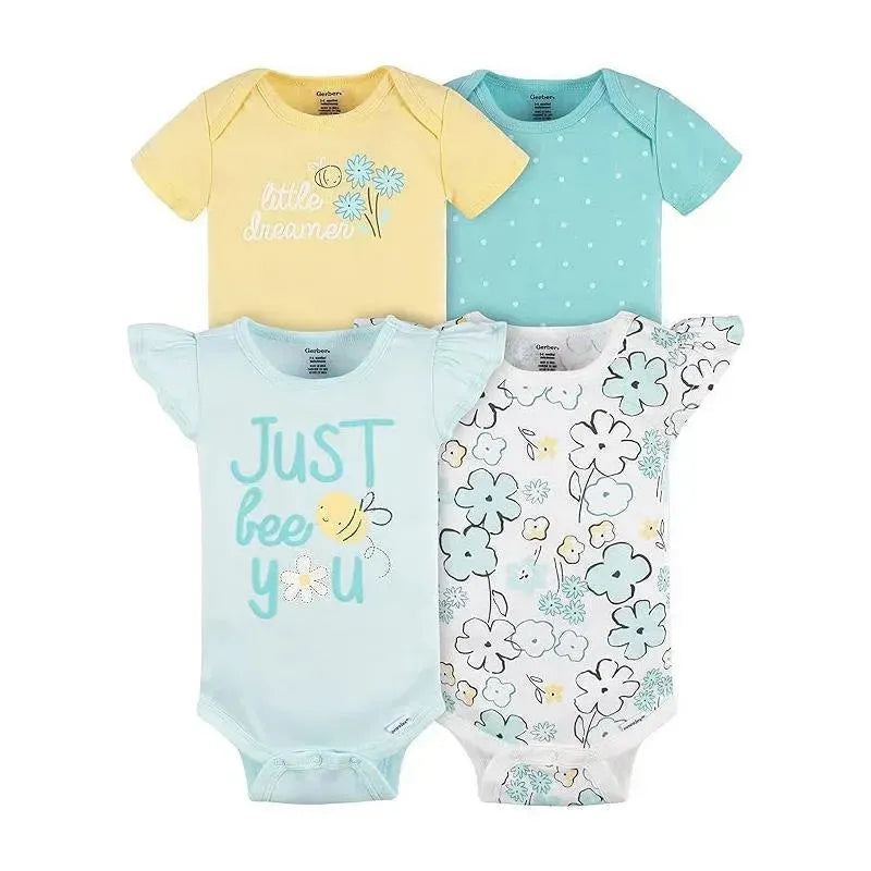 Gerber - 4Pk Baby Girl Short Sleeve Onesies