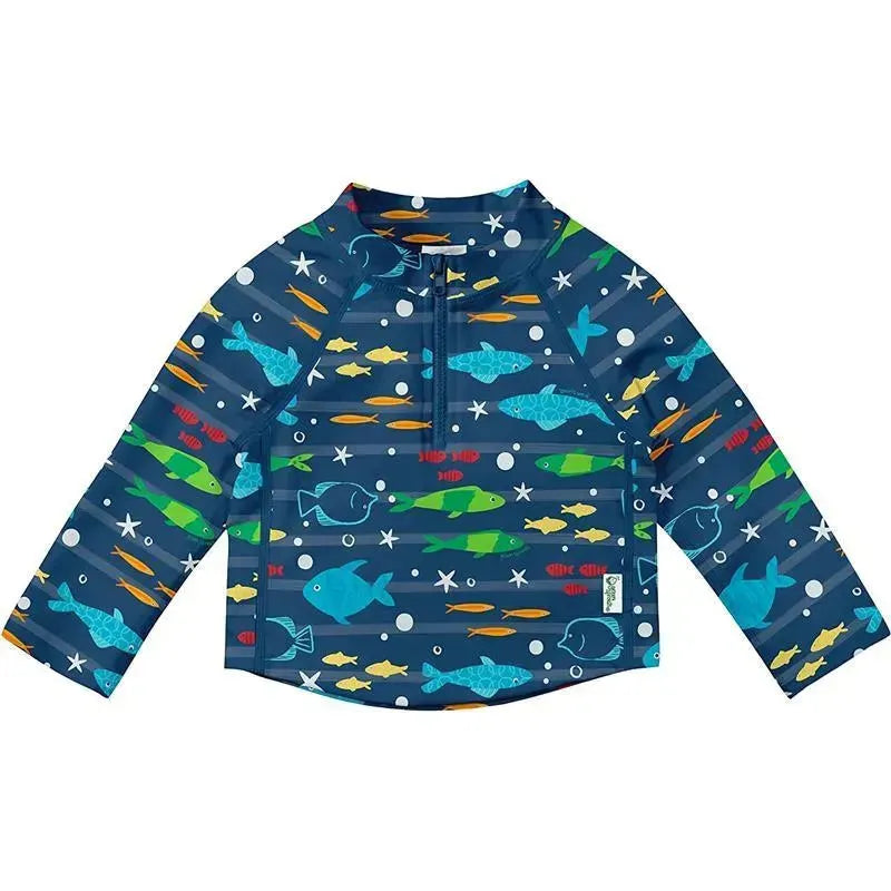 Green Sprouts - Long Sleeve Zip Rashguard Shirt, Navy Fish