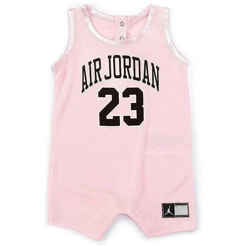 Haddad - Jordan Baby Girls Mesh Jersey Romper, Pink