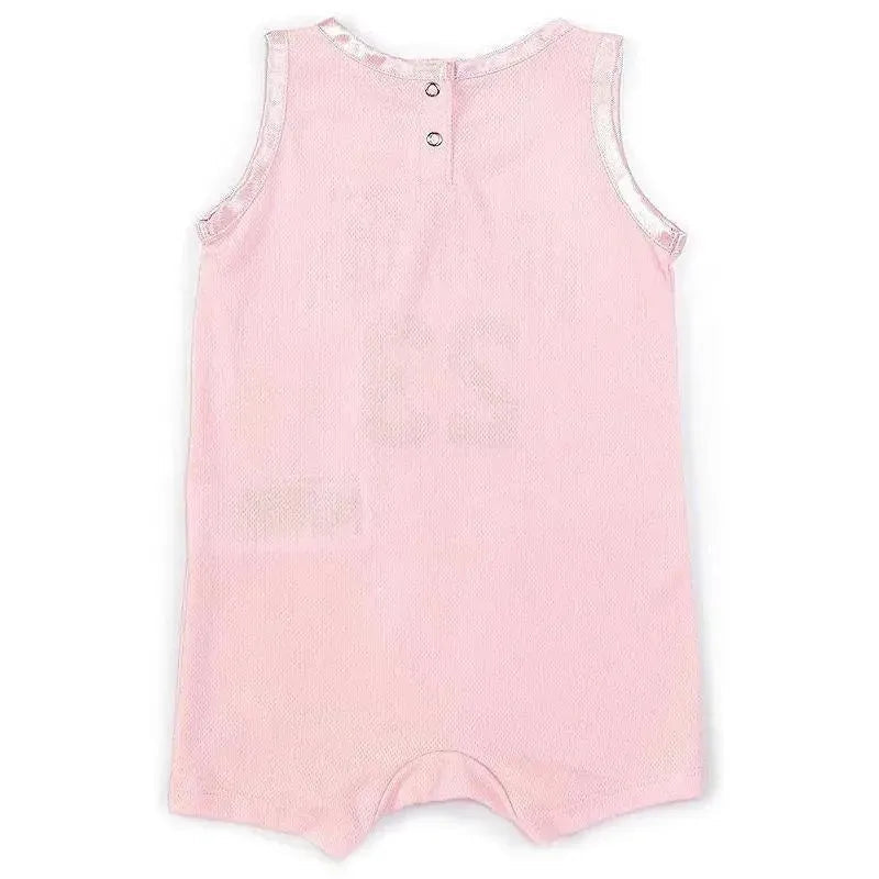 Haddad - Jordan Baby Girls Mesh Jersey Romper, Pink