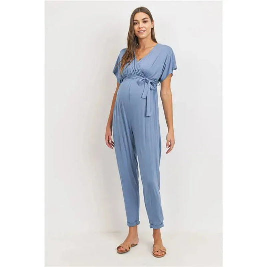 Hello Miz - Kimono Sleeve Maternity Nursing Jumpsuit, Denim
