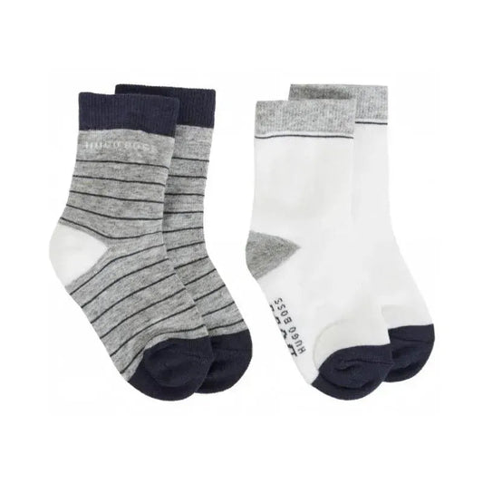 Hugo Boss - 2 Pack Socks, White/Grey, Size 17
