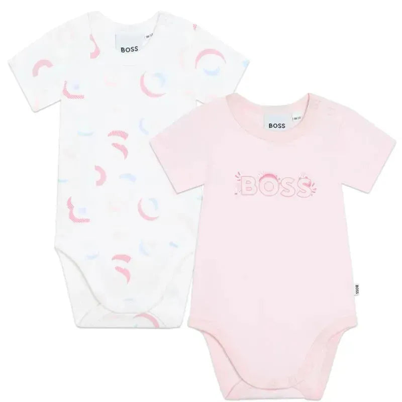 Hugo Boss Baby - 2Pk Baby Onesies Set, White/Pink