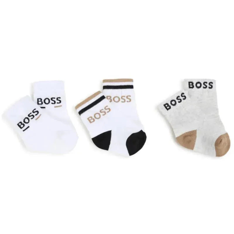 Hugo Boss Baby - 3Pk Socks Set White, Black & Beige