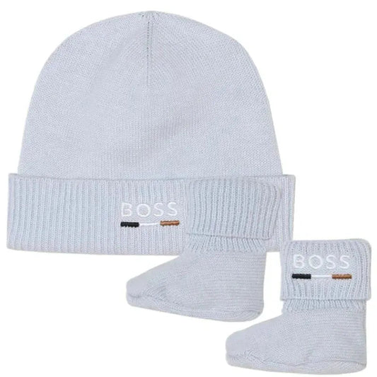 Hugo Boss Baby - Boy Knit Hat & Footie Set, Blue