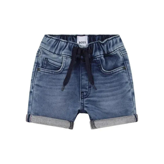 Hugo Boss Baby - Boy Whiskering Effect Denim Shorts, Double Stone