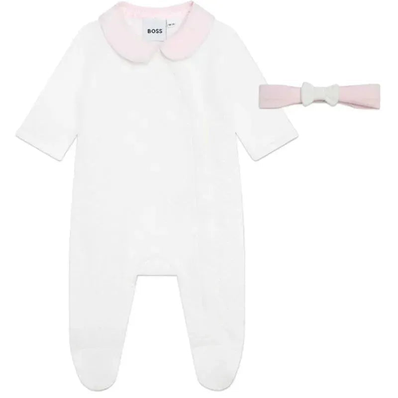 Hugo Boss Baby - Girl Sleepsuit And Headband Set, Off White