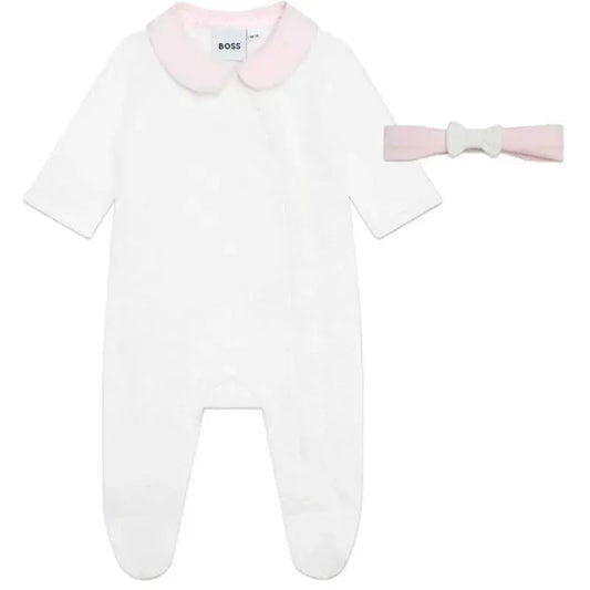 Hugo Boss Baby - Girl Sleepsuit And Headband Set, Off White
