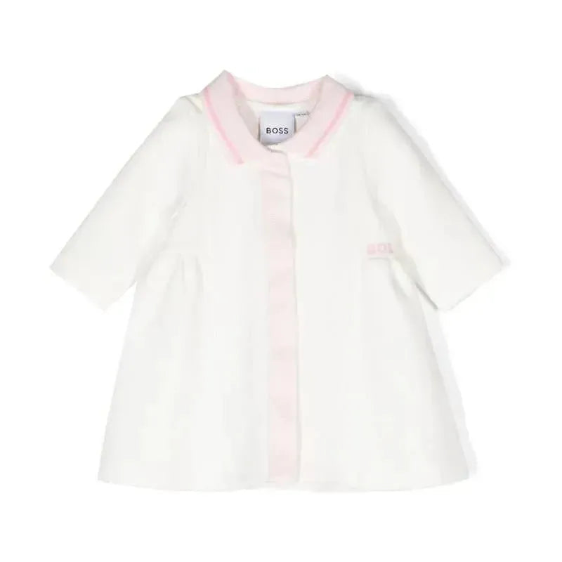 Hugo Boss Baby - Girls White Cotton Logo Dress, Off White