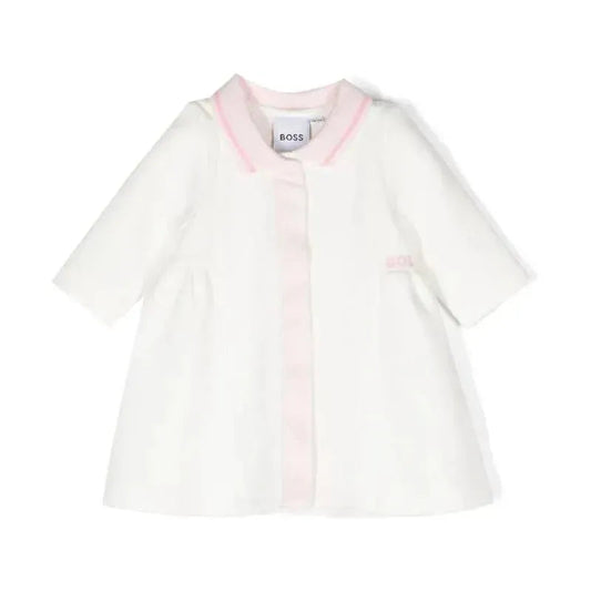 Hugo Boss Baby - Girls White Cotton Logo Dress, Off White
