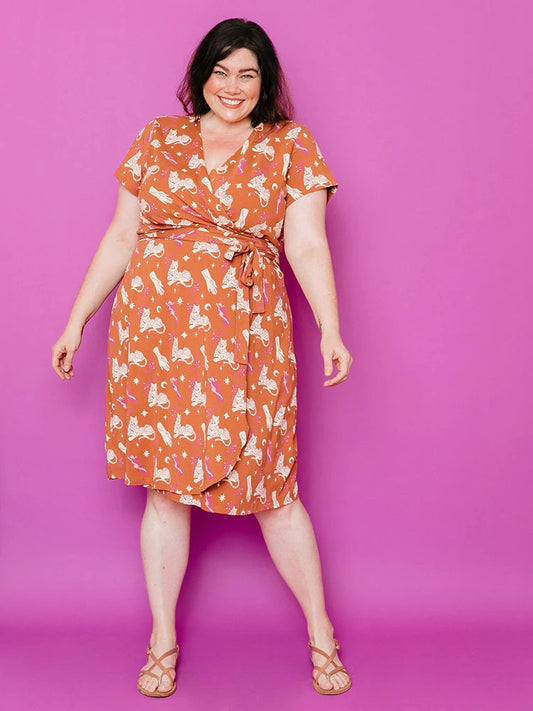 Katie Orchid Tigress Wrap Dress