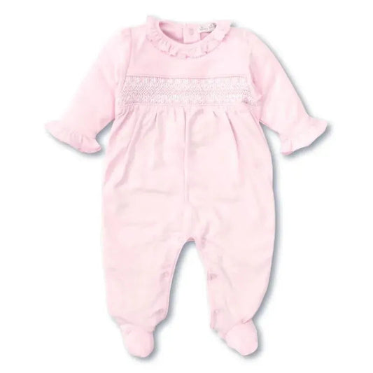 Kissy Kissy - Baby Girl Footie With Hand Smocked, Charmed Pink