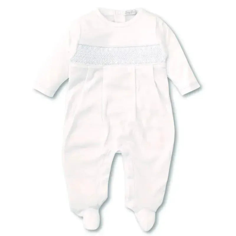 Kissy Kissy - Baby Boy Footie with Hand Smocking, White