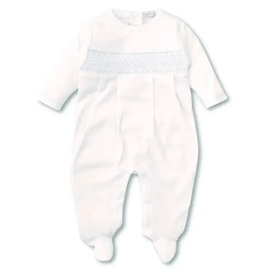 Kissy Kissy - Baby Boy Footie with Hand Smocking, White
