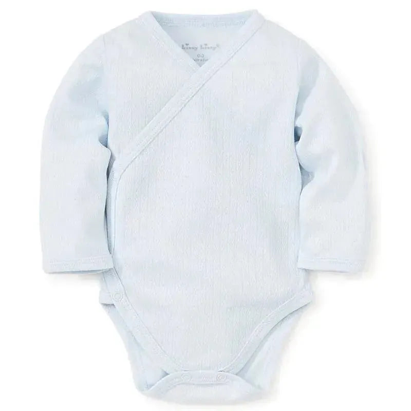 Kissy Kissy - Baby Boy Pointelle Long Sleeve Cross Bodysuit, Light Blue