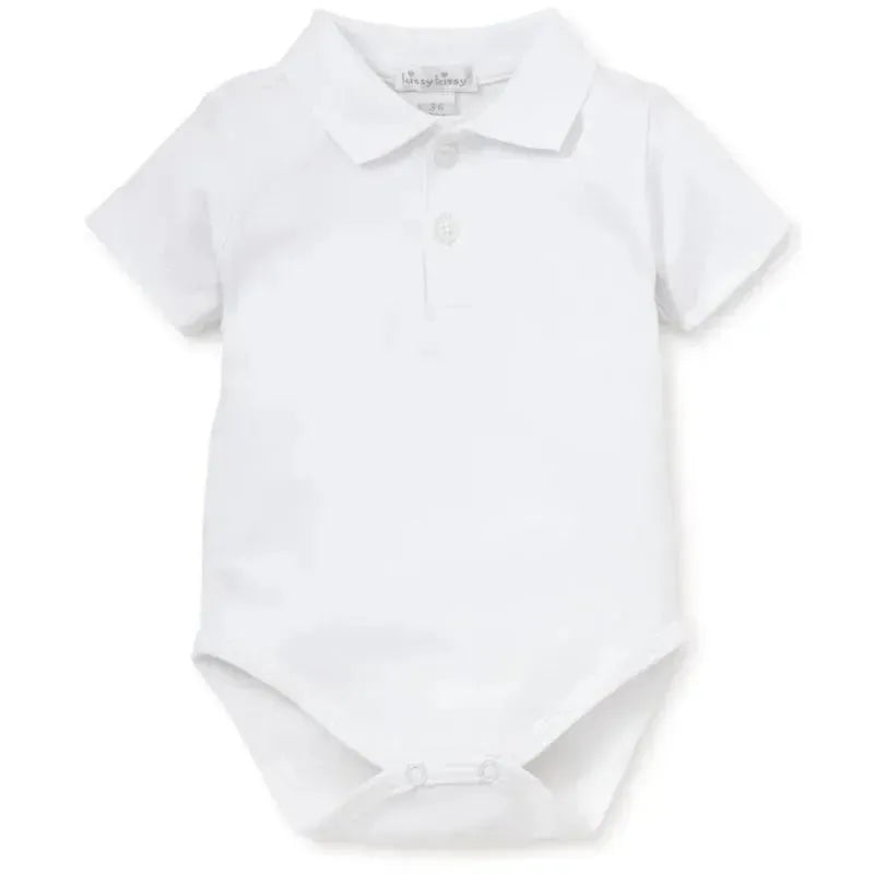 Kissy Kissy - Baby Boy Short Sleeve Bodysuit With Collar, White